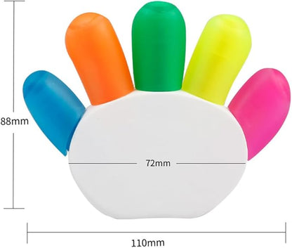 Creative 5 Color in 1 Hands Shape Highlighter Marker, Multicolor Fluorescent Highlighter Pens for Coloring Book, Journal Planner and Note Taking, etc.