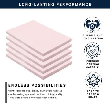 Stamp Pads for Rubber Stamps 5-Pack (6x4) and Rubber Stamp Carving Tools - Block Printing Kit by Pixiss - Rubber Block Stamp Maker Printmaking Supplies