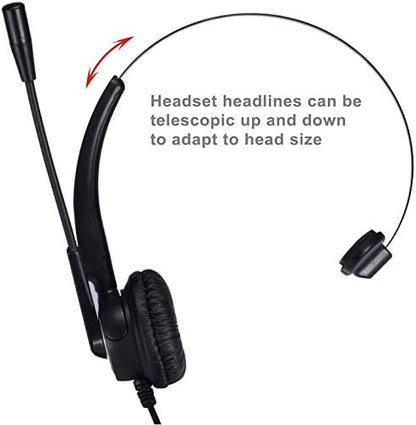 TriPro 4 Pin RJ9 Telephone Headset for Landline Desk Phones (H510-RJ)