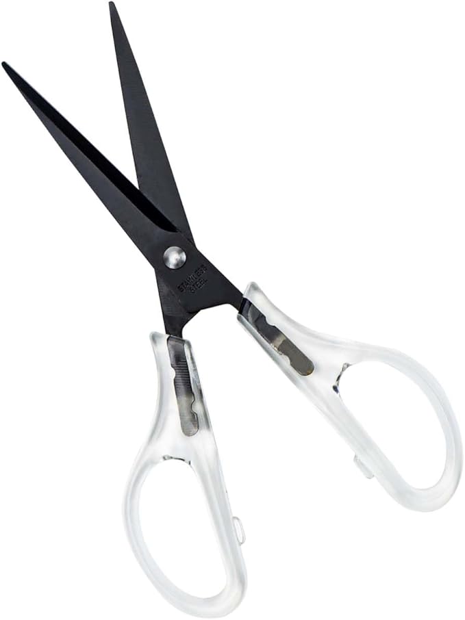 Acrylic Scissors Black Scissors 6.5" Clear Scissors Metal Blades Office Cutting Shears for Craft Supplies Desk Accessories