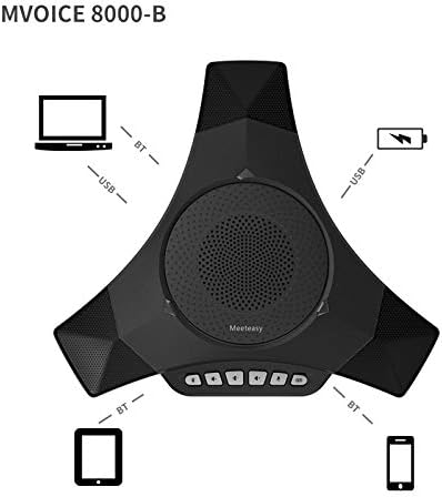 MVOICE 8000-B Plus Bluetooth USB Speakerphone for Conference Call via PC VoIP Softphone and Mobile Phone with Noise Cancellation and Echo Cancellation