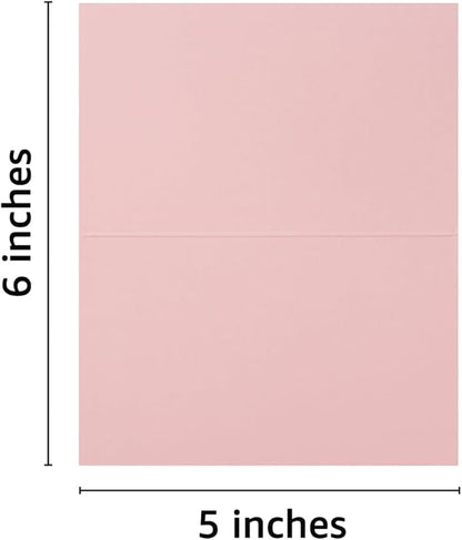 50 Pack Blank Cards Folded Cardstock Thank You Blank Greeting Cards for Invitations, Wedding, Greeting Cards, All Occasion DIY (Pink, 3x5)