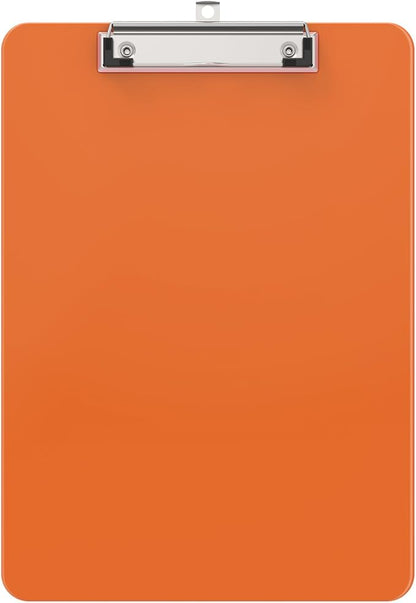 Plastic Clipboards, A4 Orange Clip Board 8.5x11 for Classroom, Students, Kid, Woman, Size 9" x 12.5" with Low Profile Clip, Office & School Supply