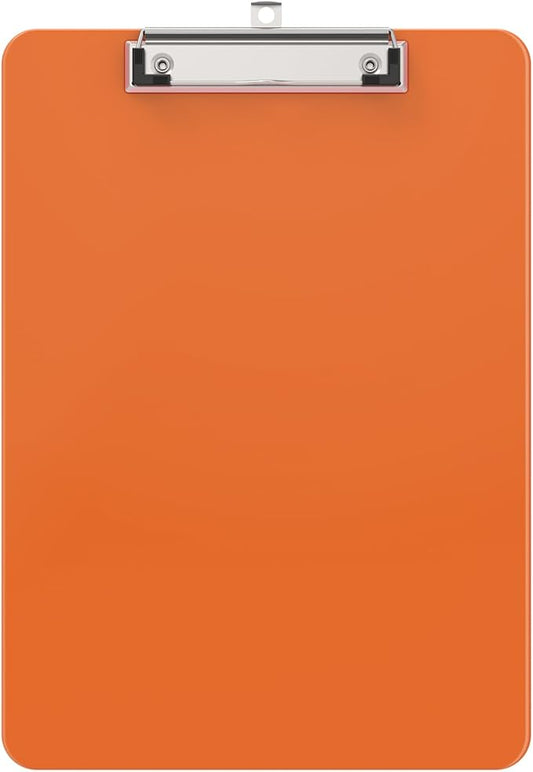 Plastic Clipboards, A4 Orange Clip Board 8.5x11 for Classroom, Students, Kid, Woman, Size 9" x 12.5" with Low Profile Clip, Office & School Supply