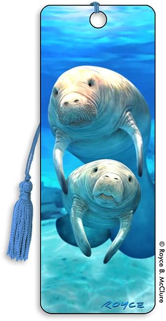 3D Bookmarks Featuring The Artwork of Royce B Mcclure (Blue Manatees)