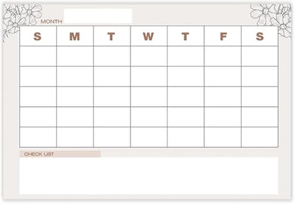 GEEKBEAR Dry Erase Refrigerator Calendar with 3 Markers - Attachable to Any Fridge with Special Suction Cups - Monthly and Weekly Designs, Acrylic - 15.7" x 10.6" (09. Flower, Monthly)