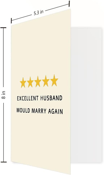 Funny Anniversary Card for 5 Star Husband, 1st Wedding Anniversary Card from Wife, Funny Husband Birthday Card & Gift Idea, Excellent Husband Would Marry Again Card