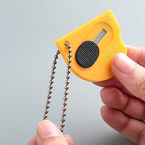 6 pack Mini Portable Utility Office Keychain with auto Retractable Blade Pocket Knives Letter Opener Small Box Cutter (MIX COLOUR 6PCS)