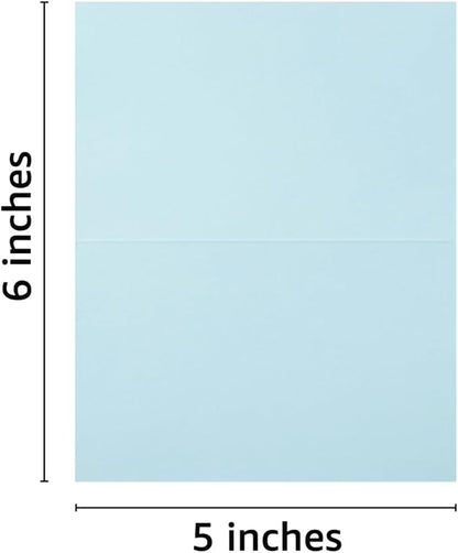 50 Pack Blank Cards Folded Cardstock Thank You Blank Greeting Cards for Invitations, Wedding, Greeting Cards, All Occasion DIY (Light Blue, 3x5)