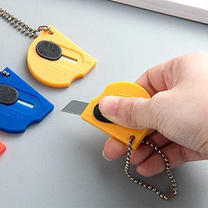 18 PCS Retractable Pocket Sized Utility Knives Box Cutter Letter Opener Handed Mini Cutter Keychain Knife Finger Friendly & Safe Package Opener(Yellow)
