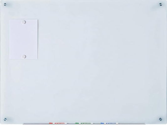 Audio-Visual Direct Magnetic White Glass Dry-Erase Board Set - 40" x 35" - Includes Magnets, Hardware & Marker Tray