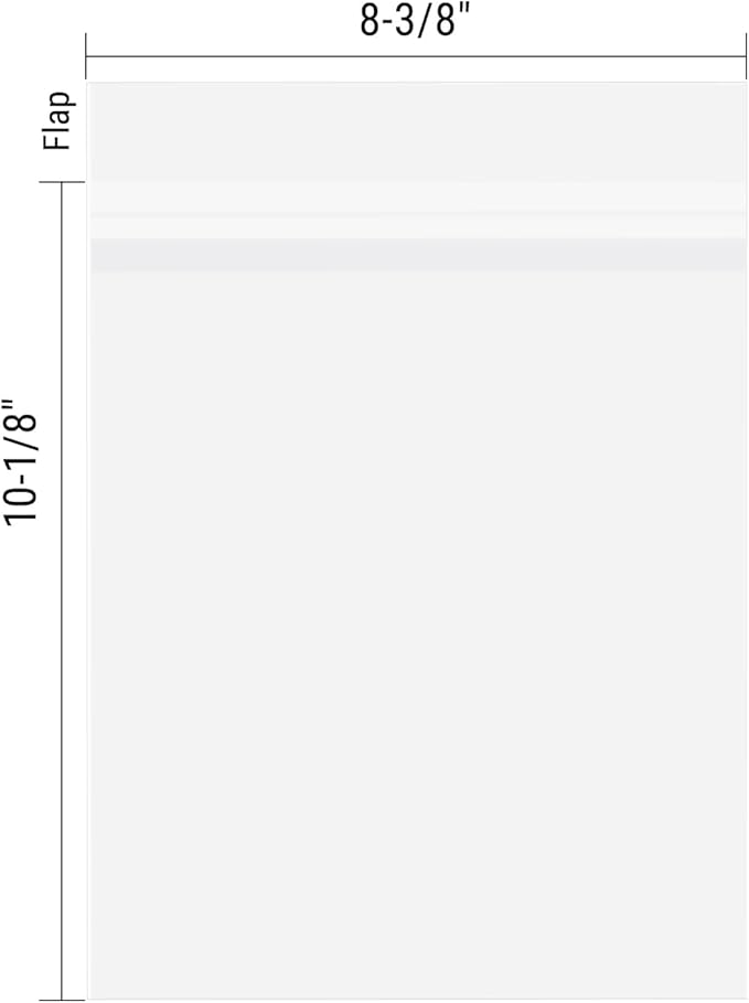 AUEAR, 200 Pack (8-3/8"x 10-1/8") Crystal Clear Resealable Sleeves Bags - Self Sealing Plastic Bags for 8x10 Photo Mats, Prints, Photos, Artwork