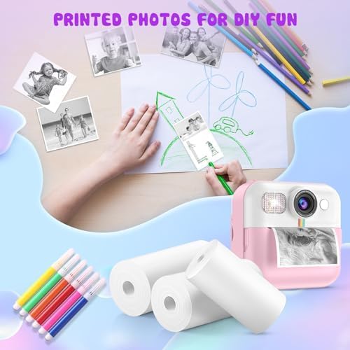Kids Instant Print Camera Paper - 6 Rolls Thermal Printing Refill Set for Toddler Camera, Coreless Thermal Paper, Compatible with Thermal Printers