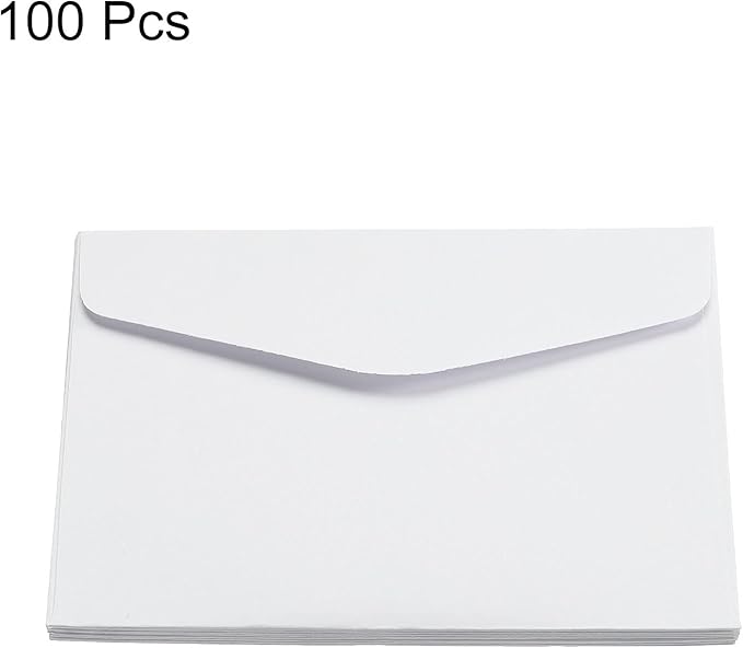 PATIKIL Mini Envelopes, 100 Pack Paper Blank Small Items Storage Business Card Holder for Greeting Note Party, White