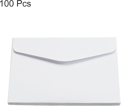 PATIKIL Mini Envelopes, 100 Pack Paper Blank Small Items Storage Business Card Holder for Greeting Note Party, White