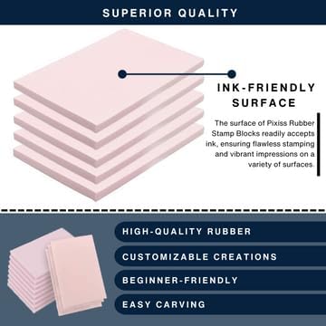 Stamp Pads for Rubber Stamps 5-Pack (6x4) and Rubber Stamp Carving Tools - Block Printing Kit by Pixiss - Rubber Block Stamp Maker Printmaking Supplies