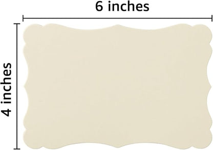 50 Pack Blank Kraft Cards Cardstock Thick Paper Brown Greeting Cards for DIY Gift Card Menus, Baby Shower and Wedding Invitations (Cream, 4x6IN)