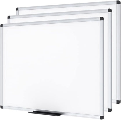 VIZ-PRO Magnetic Dry Erase Board, 48 X 24 Inches, 3 Pack, Silver Aluminium Frame