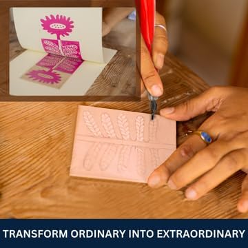 Stamp Pads for Rubber Stamps 5-Pack (6x4) and Rubber Stamp Carving Tools - Block Printing Kit by Pixiss - Rubber Block Stamp Maker Printmaking Supplies