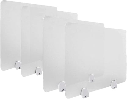 4PCS Desk Dividers Office Partitions, Privacy Desk Panel Protective, Frosted Acrylic Plexiglass Shield with Clamps for Offices Schools Call Centers - 23.6”L X15.8”W