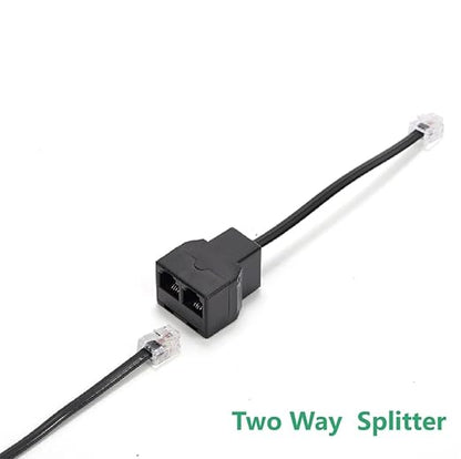 RJ11 Cable 2 Way Telephone Splitter 3 Pack, Black, Splitter 6P4C Connector Phone Line Cord Adapter with Cable for Landline Telephone Wire, Suitable for Telephone, Fax Machine
