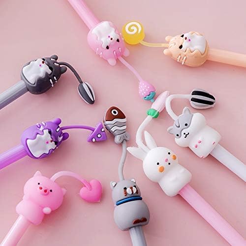 Chinshwehaw Cartoon Animal Pens Ink Pens Gel Pen Writing Pens Neutral Pens School Office Supplies Kids Gifts 0.38mm Ball Point Color cat Pens, pink rabbit Pens, white pig Pens 8Pack