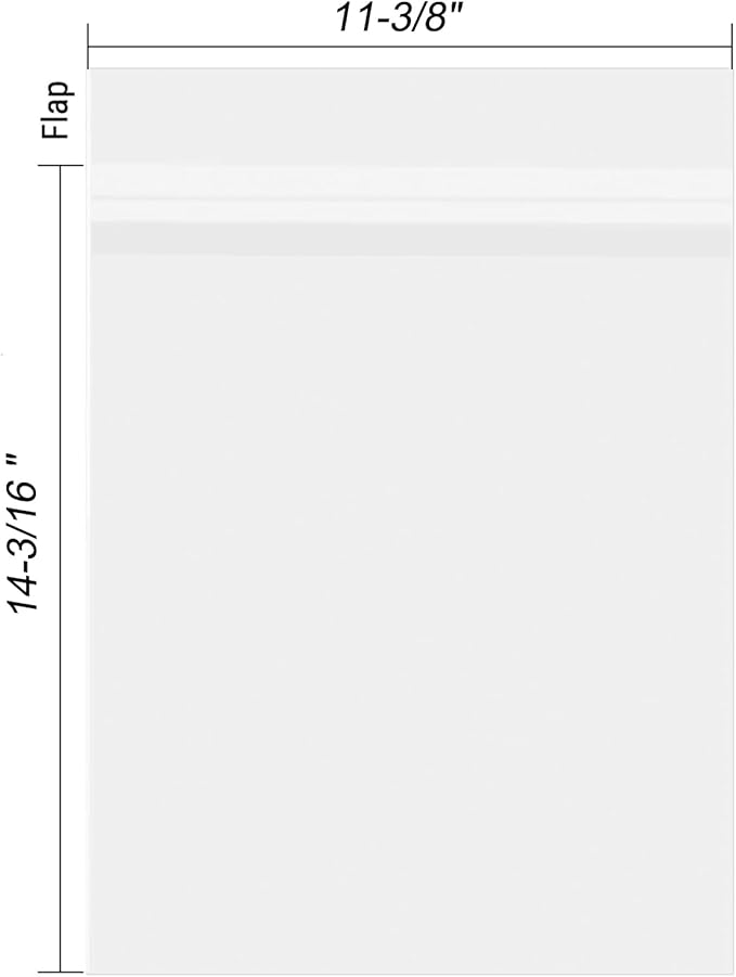 AUEAR, 200 Pack (11-3/8" x 14-3/16") Acid-Free Crystal Clear Sleeves Storage Bags for 11x14 Prints/Pictures/Photos/Framing Mat Mattes