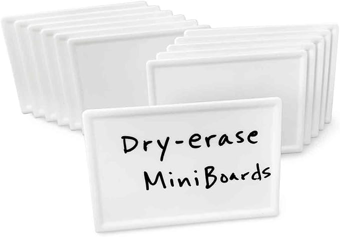 Trainers Warehouse Heavy Duty Premium Mini Dry-Erase Reusable Table Signs (12 per box) | Name Cards for Desks, Shelves & Display Tables | 3" x 4.5"