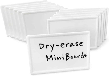 Trainers Warehouse Heavy Duty Premium Mini Dry-Erase Reusable Table Signs (12 per box) | Name Cards for Desks, Shelves & Display Tables | 3" x 4.5"