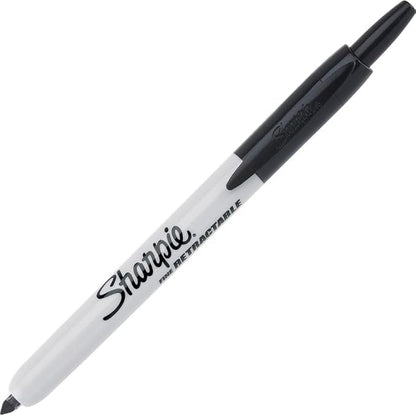 Sharpie Retractable Permanent Markers, Fine Tip Marker Set, Office Supplies, Teacher Supplies, Black, 12 Count