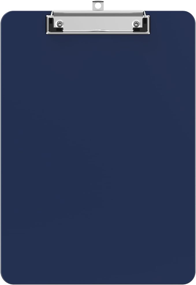 Plastic Clipboards, A4 Blue Clip Board 8.5x11 for Classroom, Students, Kid, Woman, Size 9" x 12.5" with Low Profile Clip, Office & School Supply