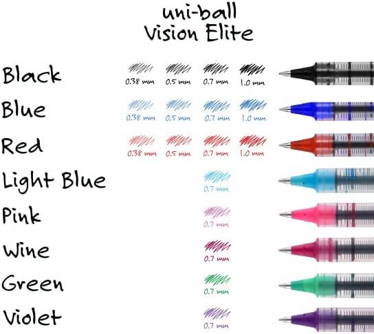 Vision Rollerball Pens, Violet Pens Pack of 12, Fine Point Pens with 0.7mm Medium Black Ink, Ink Black Pen, Pens Fine Point Smooth Writing Pens, Bulk Pens, and Office Supplies, Similar to Gel Pens