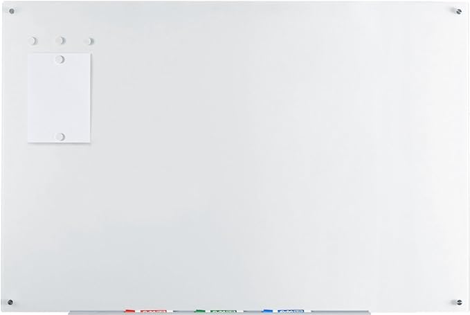 Audio-Visual Direct Magnetic Ultra White Glass Dry-Erase Board Set - 5' x 3.4' - Includes Magnets, Hardware & Marker Tray