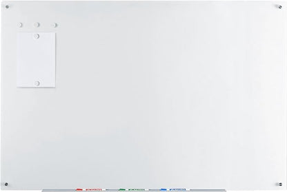 Audio-Visual Direct Magnetic Ultra White Glass Dry-Erase Board Set - 5' x 3.4' - Includes Magnets, Hardware & Marker Tray