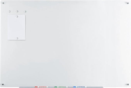 Audio-Visual Direct Magnetic Ultra White Glass Dry-Erase Board Set - 5' x 3.4' - Includes Magnets, Hardware & Marker Tray