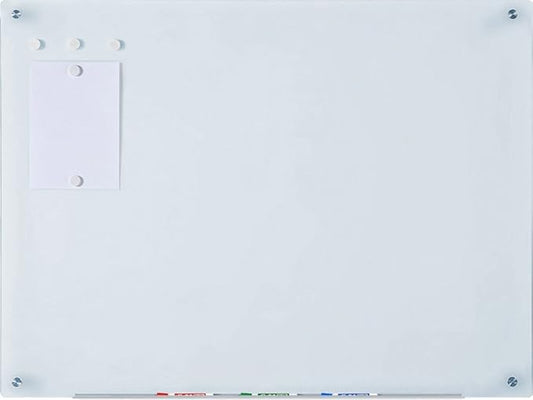 Audio-Visual Direct Magnetic White Glass Dry-Erase Board Set - 4' x 3' - Includes Magnets, Hardware & Marker Tray
