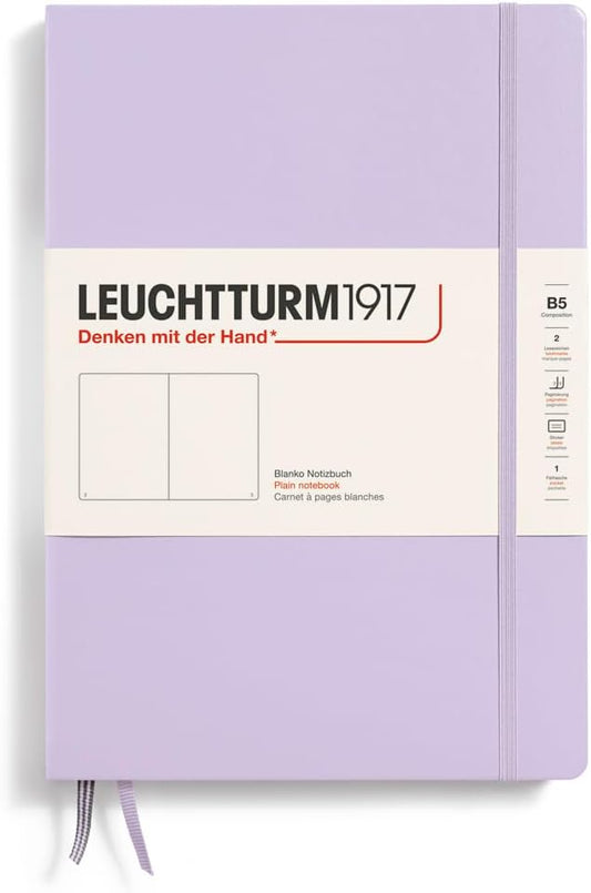 LEUCHTTURM1917 - Notebook Hardcover Composition B5-219 Numbered Pages for Writing and Journaling (Lilac, Plain)