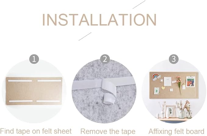 Foldable Large Felt Bulletin Board - 36'' x 18'', Decorative Picture Framed Display Board with 35 Rose Pins for School, Home, Kitchen & Office Walls