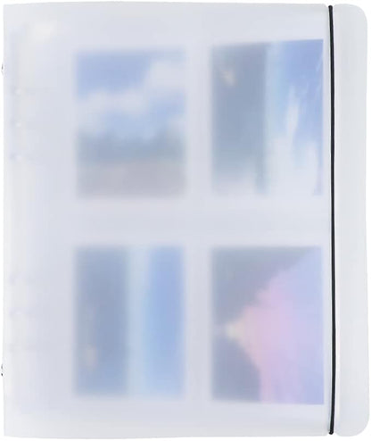 White Frosted PP Kpop Photocard Binder Loose Leaf 6-Ring Wide A5 Photocards Holder with 4 Inch 200 Pockets Photo Pages Transparent Card Sleeve Protectors Page for Photos Cards Album Folder Organizers