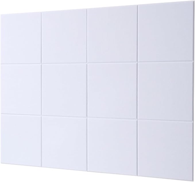 LAJAR Large Felt Wall Tiles, 12 Pack Cork Board Alternative with Removable Adhesive Tabs, Bulletin Pin Boards for Office, School and Home (White)