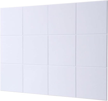 LAJAR Large Felt Wall Tiles, 12 Pack Cork Board Alternative with Removable Adhesive Tabs, Bulletin Pin Boards for Office, School and Home (White)