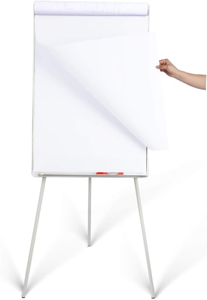 Magnetic Dry Erase Easel 36" x 24", Height Adjustable Tripod Dry Erase Board Office Presentation Whiteboard with Flipchart Pad, Magnets & Eraser, White