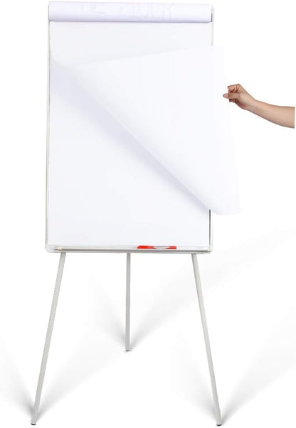 Magnetic Dry Erase Easel 36" x 24", Height Adjustable Tripod Dry Erase Board Office Presentation Whiteboard with Flipchart Pad, Magnets & Eraser, White