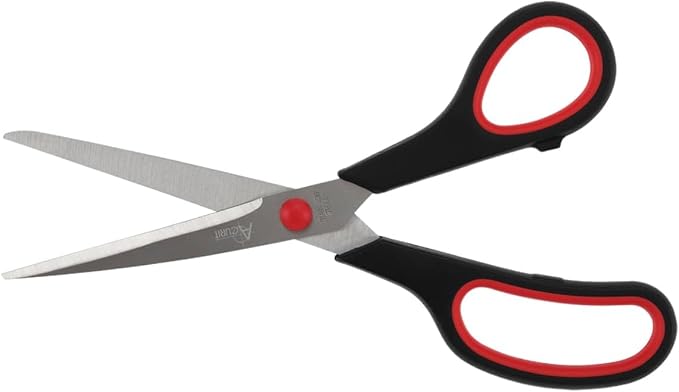 Acurit 8" Multipurpose Comfort Grip Stainless Steel Office Scissors - Right or Left Hand Scissors for Office Use – Rust and Wear-Resistant Blades, Precise Cuts for Mixed Media Crafts