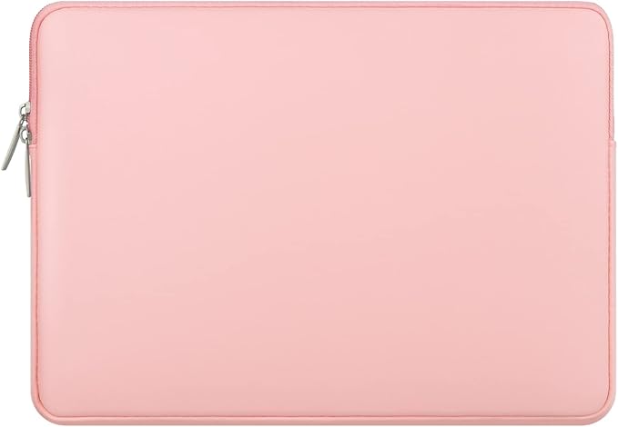 RAINYEAR 14 Inch Laptop Sleeve Soft PU Leather Case Protective Water Resistant Zipper Cover Carrying Bag Compatible with 14" Notebook Computer Chromebook, 14 MacBook Pro A2442(Pink)