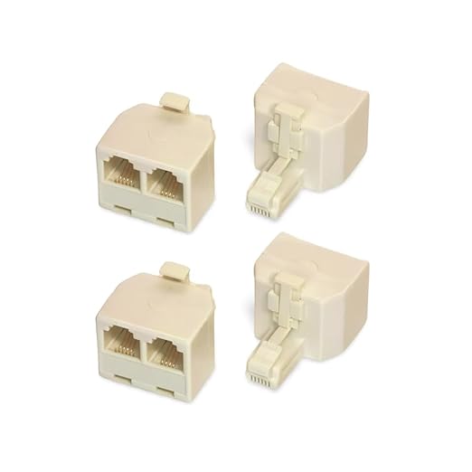 RJ11 Plug 1 to 2 Dual Telephone Line Splitter Wall Jack Split into Two Modular Converter Adapters Suitable for Office Home,Transponders,Modems,Fax Machines,cordless telephone system,White 4-Pack