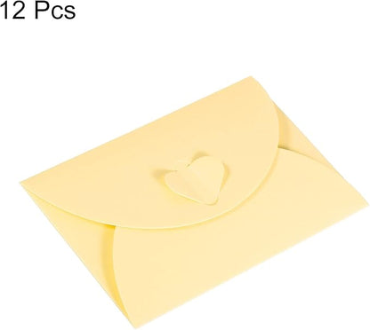 PATIKIL Gift Card Envelopes, 12 Pack Heart Shaped Clasp Small Gift Cards Holder Mini Envelope for Birthdays Weddings, Beige