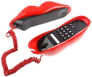 Corded Lip Phone, Benotek Novelty Landline Phone for Home/Office/Shops/Party Decor, Real Wired Funny Mouth Cartoon Telephone for Gift (Red)