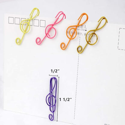 100 Pieces Music Paper Clips 6 Colors, Music Bookmark Metal Paper Clips Musical Notes Clips,for Office School Stationery Supplies