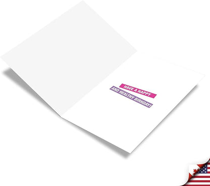 NobleWorks - 1 Funny Happy Birthday Greeting Card - Retro Old Woman Humor, Notecard Talk Bubbles - Side Effects C9356BDG